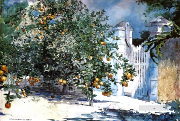 ウィンスロー・ホーマー Painting - オレンジ ツリー ナッソー 別名オレンジ ツリーとゲート リアリズム画家ウィンスロー ホーマー